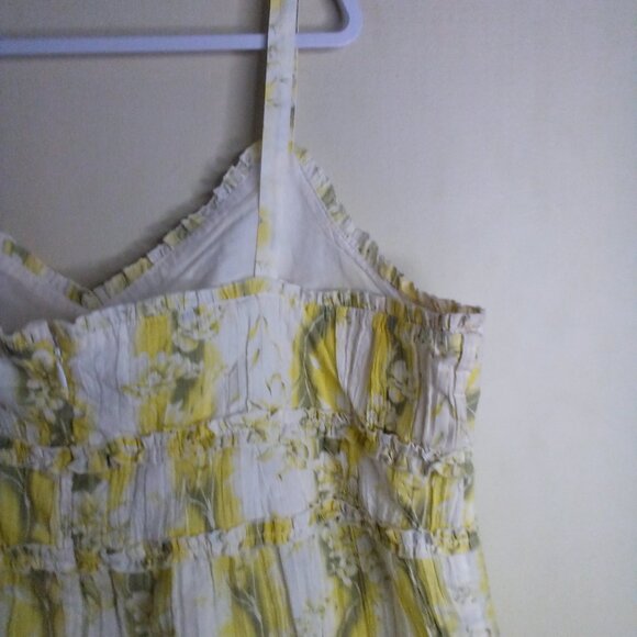 Cato Blouse Women 26 28 Sleeveless Tank Top Ruffle Feminine Yellow White - Picture 13 of 16